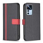 For Xiaomi 12T / 12T Pro / Redmi K50 Ultra BF13 Color Matching Cross Texture Leather Phone Case(Black) - 1