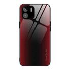 For Xiaomi Redmi A1 4G Texture Gradient Glass TPU Phone Case(Red) - 1