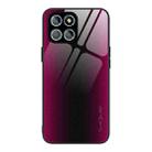 For Honor X8 Texture Gradient Glass TPU Phone Case(Rose Red) - 1