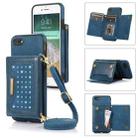For iPhone 6/6s Three-fold RFID Leather Phone Case with Lanyard(Blue) - 1