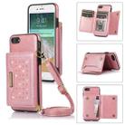 For iPhone 6/6s Three-fold RFID Leather Phone Case with Lanyard(Rose Gold) - 1