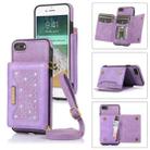 For iPhone 6/6s Three-fold RFID Leather Phone Case with Lanyard(Purple) - 1