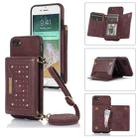 For iPhone 7/8/SE 2020/SE 2022 Three-fold RFID Leather Phone Case with Lanyard(Red) - 1