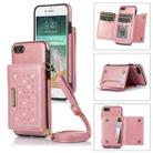 For iPhone 7/8/SE 2020/SE 2022 Three-fold RFID Leather Phone Case with Lanyard(Rose Gold) - 1