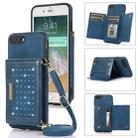 For iPhone 7 Plus/8 Plus Three-fold RFID Leather Phone Case with Lanyard(Blue) - 1