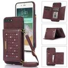 For iPhone 7 Plus/8 Plus Three-fold RFID Leather Phone Case with Lanyard(Red) - 1