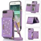For iPhone 7 Plus/8 Plus Three-fold RFID Leather Phone Case with Lanyard(Purple) - 1