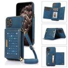 For iPhone 11 Pro Three-fold RFID Leather Phone Case with Lanyard(Blue) - 1