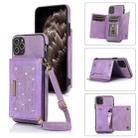 For iPhone 11 Pro Three-fold RFID Leather Phone Case with Lanyard(Purple) - 1