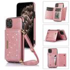 For iPhone 11 Pro Max Three-fold RFID Leather Phone Case with Lanyard(Rose Gold) - 1