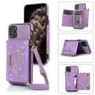 For iPhone 11 Pro Max Three-fold RFID Leather Phone Case with Lanyard(Purple) - 1