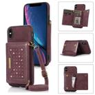 For iPhone XS Three-fold RFID Leather Phone Case with Lanyard(Red) - 1