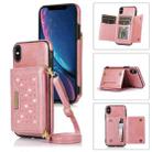 For iPhone XS Max Three-fold RFID Leather Phone Case with Lanyard(Rose Gold) - 1