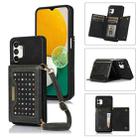 For Samsung Galaxy A13 4G/A13 5G Three-fold RFID Leather Phone Case with Lanyard(Black) - 1
