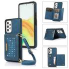 For Samsung Galaxy A52 5G/A52s 5G Three-fold RFID Leather Phone Case with Lanyard(Blue) - 1