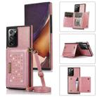 For Samsung Galaxy Note20 Ultra Three-fold RFID Leather Phone Case with Lanyard(Rose Gold) - 1
