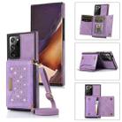 For Samsung Galaxy Note20 Ultra Three-fold RFID Leather Phone Case with Lanyard(Purple) - 1