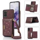 For Samsung Galaxy S20 Three-fold RFID Leather Phone Case with Lanyard(Red) - 1