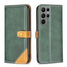 For Samsung Galaxy S23 Ultra 5G Color Matching Double Sewing Thread Leather Phone Case(Green) - 1