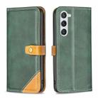 For Samsung Galaxy S23 5G Color Matching Double Sewing Thread Leather Phone Case(Green) - 1