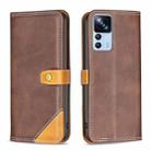 For Xiaomi 12T / 12T Pro / Redmi K50 Ultra Color Matching Double Sewing Thread Leather Phone Case(Brown) - 1
