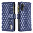 For Samsung Galaxy A14 5G Diamond Lattice Zipper Wallet Leather Flip Phone Case(Blue) - 1