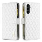 For Samsung Galaxy A14 5G Diamond Lattice Zipper Wallet Leather Flip Phone Case(White) - 1