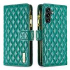 For Samsung Galaxy A14 5G Diamond Lattice Zipper Wallet Leather Flip Phone Case(Green) - 1