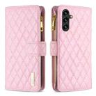 For Samsung Galaxy A14 5G Diamond Lattice Zipper Wallet Leather Flip Phone Case(Pink) - 1