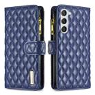 For Samsung Galaxy S23 5G Diamond Lattice Zipper Wallet Leather Flip Phone Case(Blue) - 1