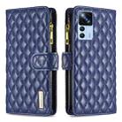 For Xiaomi 12T / 12T Pro / Redmi K50 Ultra Diamond Lattice Zipper Wallet Leather Flip Phone Case(Blue) - 1