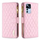 For Xiaomi 12T / 12T Pro / Redmi K50 Ultra Diamond Lattice Zipper Wallet Leather Flip Phone Case(Pink) - 1