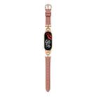 For Xiaomi Mi Band 5 / 6 D-shaped Steel + Genuine Leather Watch Band(Rose Bean Paste) - 1
