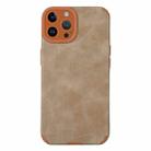 For iPhone 14 Pro Max TPU Leather Phone Case(Brown) - 1