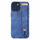 For iPhone 14 Wrist Strap TPU Leather Phone Case(Blue) - 1