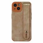 For iPhone 14 Plus Wrist Strap TPU Leather Phone Case(Brown) - 1