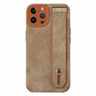 For iPhone 14 Pro Wrist Strap TPU Leather Phone Case(Brown) - 1