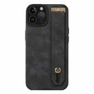 For iPhone 14 Pro Max Wrist Strap TPU Leather Phone Case(Black) - 1