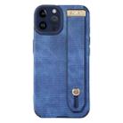 For iPhone 14 Pro Max Wrist Strap TPU Leather Phone Case(Blue) - 1