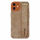 For iPhone 12 Wrist Strap TPU Leather Phone Case(Brown) - 1