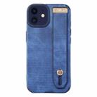 For iPhone 12 Wrist Strap TPU Leather Phone Case(Blue) - 1