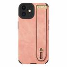 For iPhone 11 Wrist Strap TPU Leather Phone Case(Pink) - 1