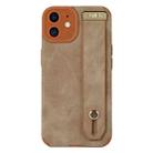 For iPhone 11 Wrist Strap TPU Leather Phone Case(Brown) - 1