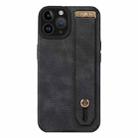 For iPhone 11 Pro Max Wrist Strap TPU Leather Phone Case(Black) - 1