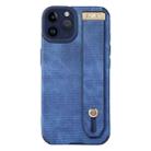 For iPhone 11 Pro Max Wrist Strap TPU Leather Phone Case(Blue) - 1