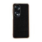 For Honor 70 Genuine Leather Luolai Series Nano Plating Phone Case(Black) - 1