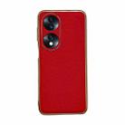 For Honor 70 Genuine Leather Luolai Series Nano Plating Phone Case(Red) - 1