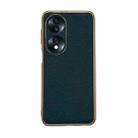 For Honor 70 Genuine Leather Luolai Series Nano Plating Phone Case(Dark Green) - 1