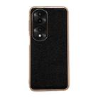 For Honor 70 Pro Genuine Leather Luolai Series Nano Plating Phone Case(Black) - 1