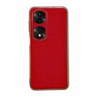 For Honor 70 Pro Genuine Leather Luolai Series Nano Plating Phone Case(Red) - 1